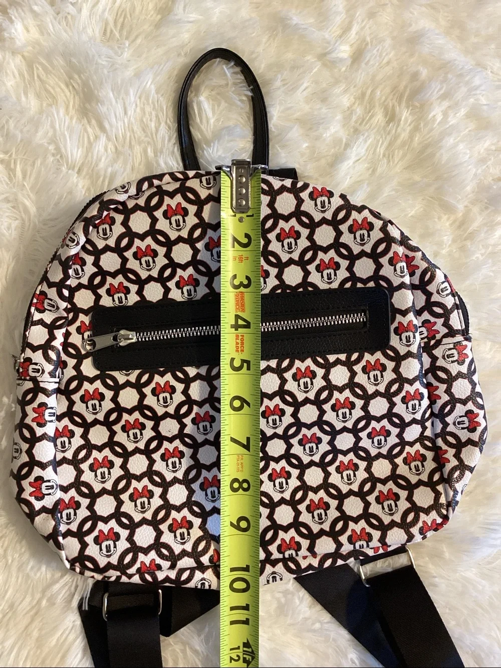 Disney Minnie Mouse all over print 10” mini deluxe backpack with front pocket